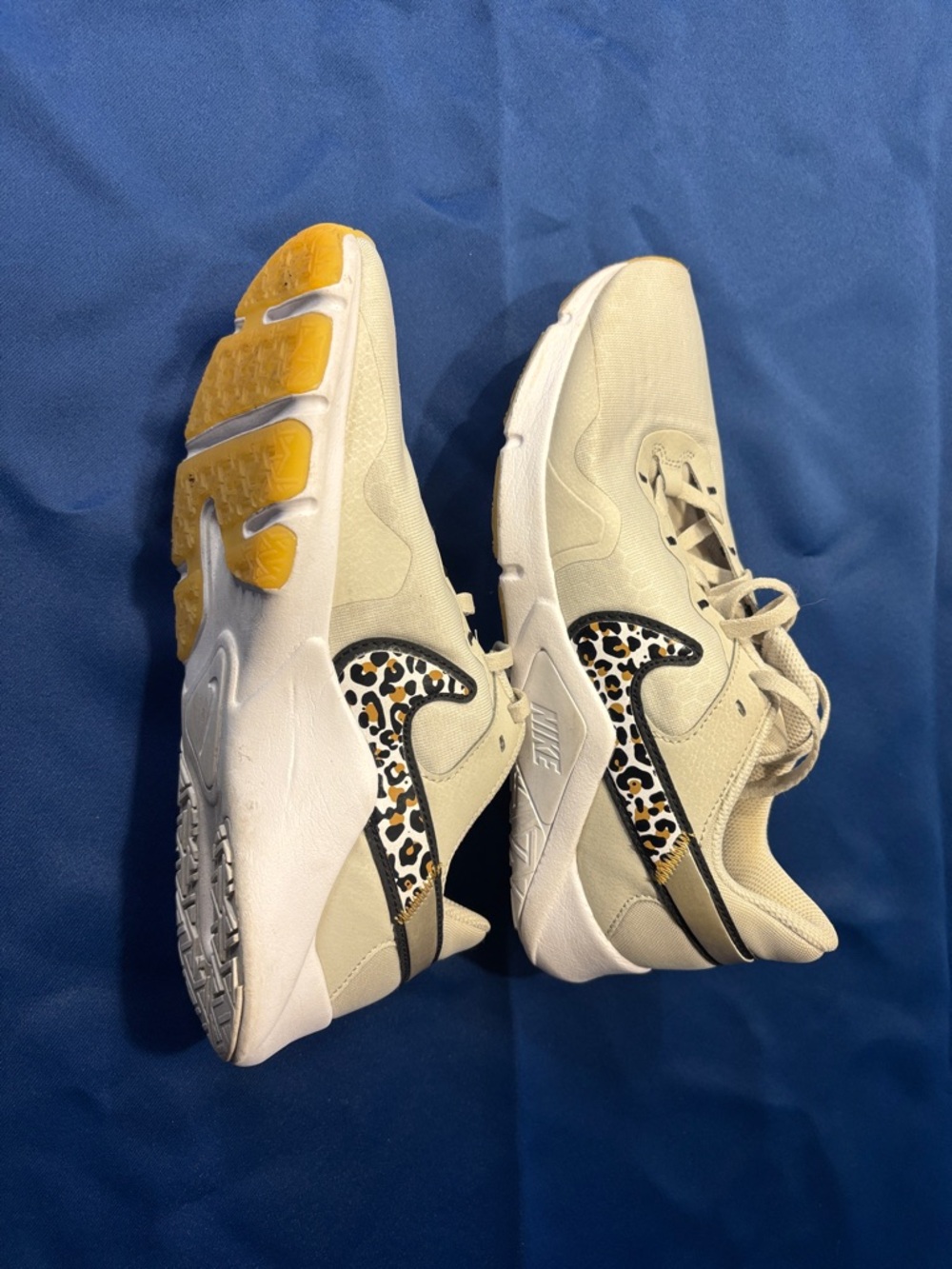 Nike Cream Sneakers with Leopard Print Swoosh